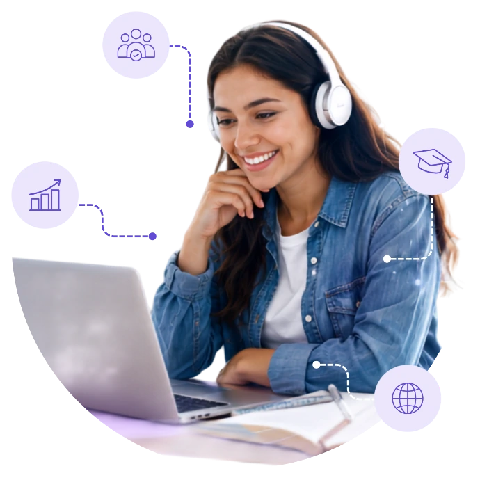 alumna tomando clases virtuales